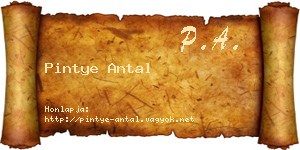 Pintye Antal névjegykártya